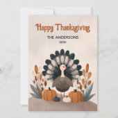  Cute Turkey Autumn Foliage  Happy Thanksgiving  シーズンカード (正面)