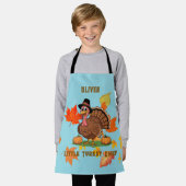 Cute Turkey Kids Apron – Little Chef Name エプロン (着用した状態)