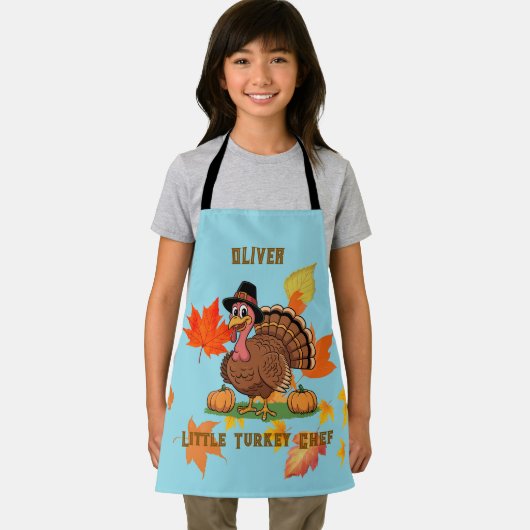 Cute Turkey Kids Apron – Little Chef Name エプロン (インサイチュ)