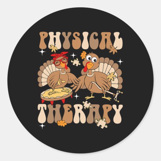 Cute Turkey Physical Therapy Pt Pta Fall Autumn Th ラウンドシール (正面)