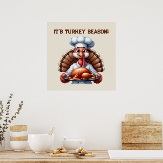 Cute turkey Season Thanksgiving customizable ポスター (キッチン)