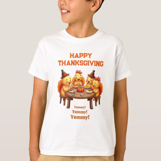 Cute Turkeys Feast Tシャツ (正面)