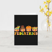 Cute Turkeys Pediatrics Pumpkin Thanksgiving Fall カード (黄色い花)