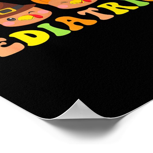 Cute Turkeys Pediatrics Pumpkin Thanksgiving Fall  ポスター (角)