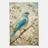 Cute Turquoise Bird キッチンタオル (縦)