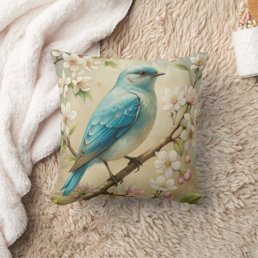 Cute Turquoise Bird クッション (ブランケット)