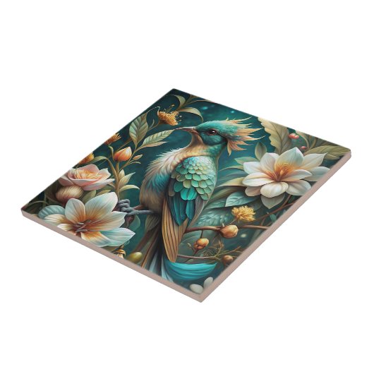 Cute Turquoise Bird タイル (側面)