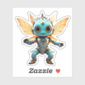 Cute Turquoise Dancing Robot Pixie シール (シート)