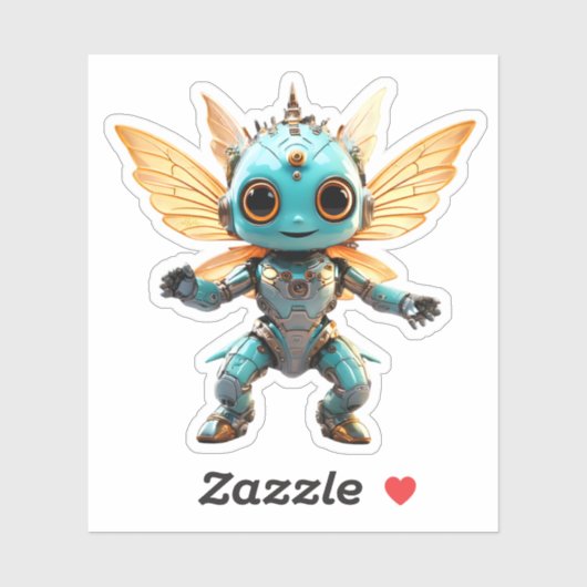 Cute Turquoise Dancing Robot Pixie シール (シート)