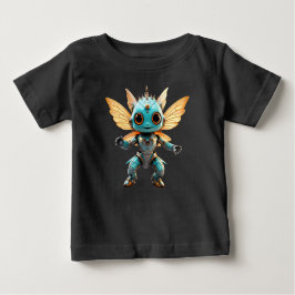 Cute Turquoise Dancing Robot Pixie ベビーTシャツ