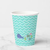 Cute Turquoise Whale & Fishy Paper Cups 紙コップ (正面)