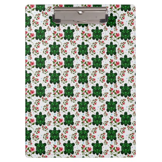 Cute Turtle and Floral Seamless Pattern  クリップボード (正面)