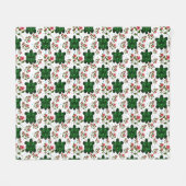 Cute Turtle and Floral Seamless Pattern  フリースブランケット (正面(横))
