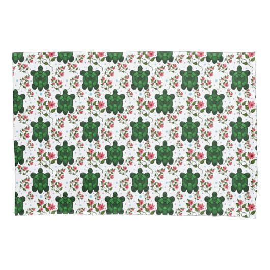 Cute Turtle and Floral Seamless Pattern  枕カバー (正面)