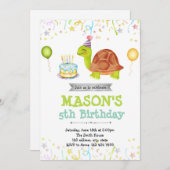 Cute turtle birthday invitation 招待状 (正面/裏面)