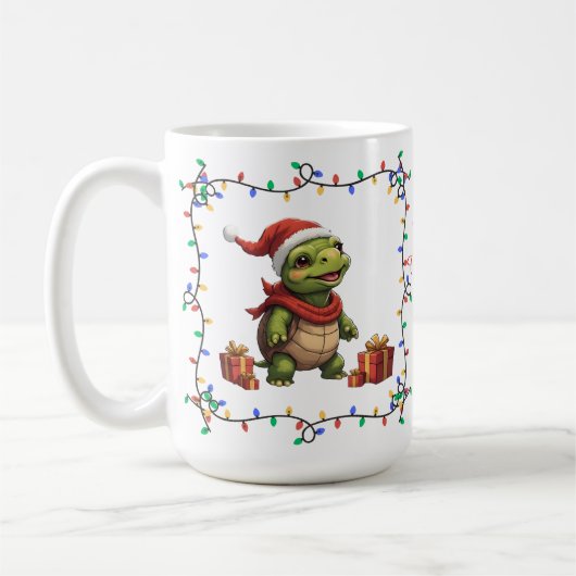 Cute Turtle Christmas Mug コーヒーマグカップ (左)