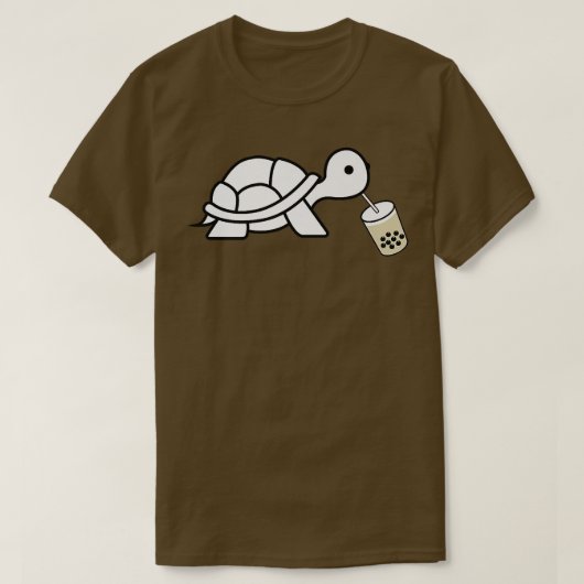 Cute Turtle Drinking Boba Bubble Milk Tea Holiday Tシャツ (デザイン正面)