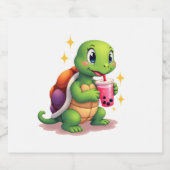 Cute turtle drinking boba. Funny Boba Turtles Love スパークリングワインラベル (シングルラベル)