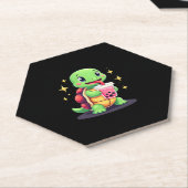 Cute turtle drinking boba. Funny Boba Turtles Love ペーパーコースター (アングル)