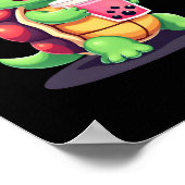 Cute turtle drinking boba. Funny Boba Turtles Love ポスター (角)
