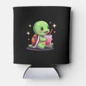 Cute turtle drinking boba. Funny Boba Turtles Love 缶クーラー (正面)