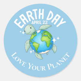 Cute Turtle Earth Day Kids Eco Custom ラウンドシール