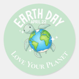 Cute Turtle Earth Day Nature Eco Custom ラウンドシール