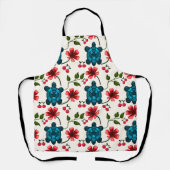 Cute Turtle Floral pattern エプロン (正面)