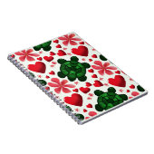 Cute Turtle Floral Pattern | Red Flowers Hearts  ノートブック (右側)