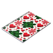 Cute Turtle Floral Pattern | Red Flowers Hearts  ノートブック (左側)