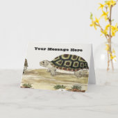 Cute Turtle Illustration Folded Greeting Card カード (黄色い花)