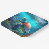 Cute Turtle Image Square Party Paper Plates ペーパープレート (傾斜あり)