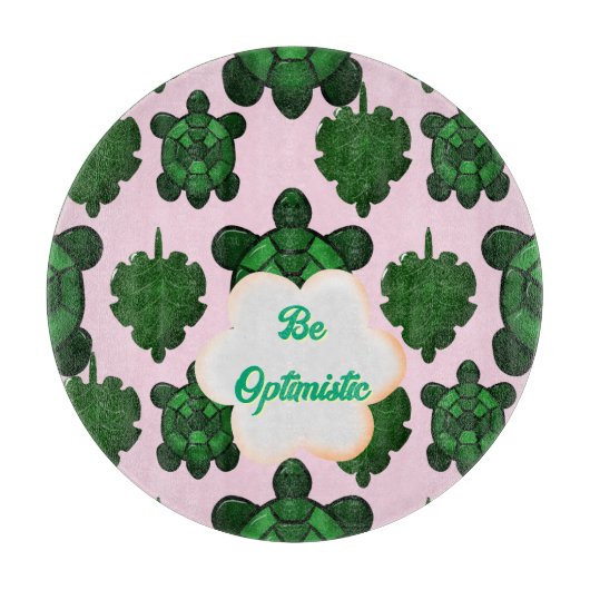 Cute Turtle Leaves Seamless Pattern, Tropical  カッティングボード (正面)
