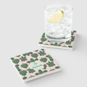 Cute Turtle Leaves Seamless Pattern, Tropical  ストーンコースター (横)