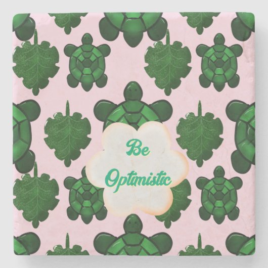 Cute Turtle Leaves Seamless Pattern, Tropical  ストーンコースター (正面)