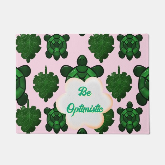 Cute Turtle Leaves Seamless Pattern, Tropical  ドアマット (正面)