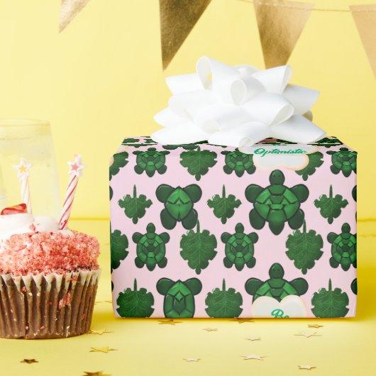 Cute Turtle Leaves Seamless Pattern, Tropical  ラッピングペーパー (誕生日パーティー)