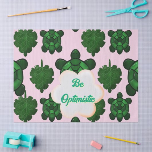 Cute Turtle Leaves Seamless Pattern, Tropical  薄葉紙 (クラフト)