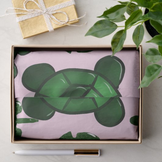 Cute Turtle Leaves Seamless Pattern, Tropical  薄葉紙 (ギフト)