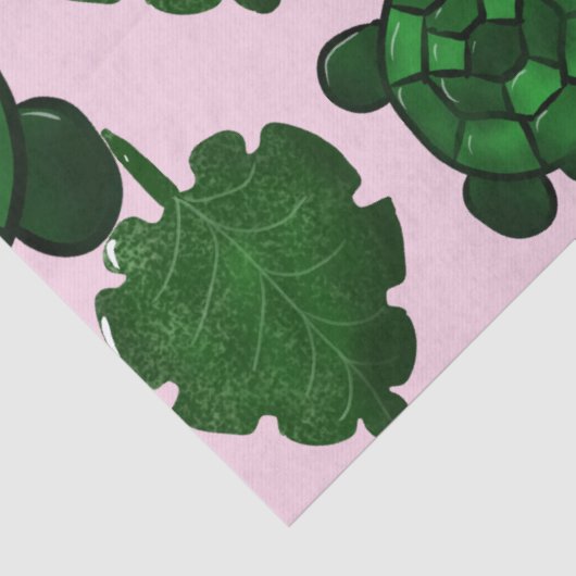 Cute Turtle Leaves Seamless Pattern, Tropical  薄葉紙 (詳細)
