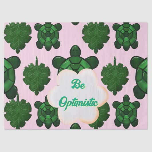 Cute Turtle Leaves Seamless Pattern, Tropical  薄葉紙 (正面)