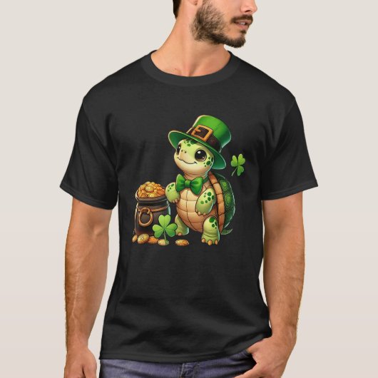Cute Turtle Leprechaun St Patricks Day Boys Girls  Tシャツ (正面)