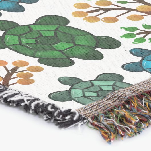 Cute Turtle Seamless Pattern | Ocean Animal Repeat スローブランケット (コーナー)