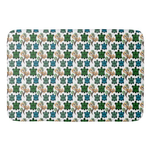 Cute Turtle Seamless Pattern | Ocean Animal Repeat バスマット (正面)