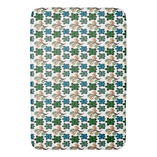 Cute Turtle Seamless Pattern | Ocean Animal Repeat バスマット (正面縦)