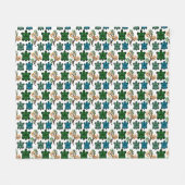 Cute Turtle Seamless Pattern | Ocean Animal Repeat フリースブランケット (正面(横))