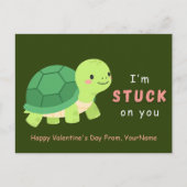 Cute Turtle Valentine Pun Card – I’m Stuck on You シーズンポストカード (正面)