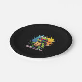 Cute Turtle Wearing Sunglasses Paint Splash Sea An ペーパープレート (アングル)