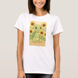 Cute Turtle With Sunflowers Tシャツ