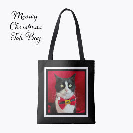 Cute Tuxedo Cat Christmas Tote Bag トートバッグ